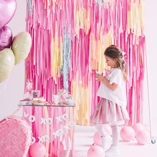 PartyWoo Pink Crepe Paper Streamers 4pcs 328 FT Red Hot Red Streamers - Image 4