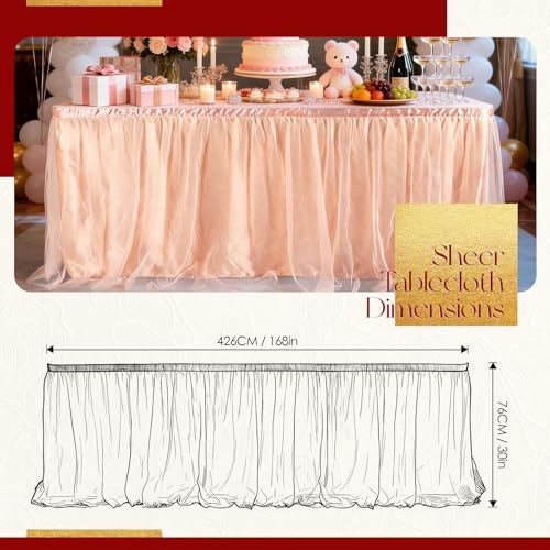 THARAHT Tulle Table Skirt 14FT 420CM Long for Rectangle Tables Round Tables Ruffle Desk Skirt for Princess Girls Birthday Party Cake Dessert Decorations Table Skirt - Image 2