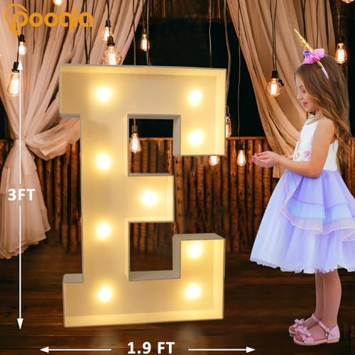 Pooqla 3 FT Marquee Letters, Light Up Letter E, Cool White and Warm White - Image 5