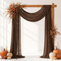 Brown Wedding Arch Draping Fabric Sheer Curtain Drapes 2 Panels | 20ft Extra Long Shimmery Tan Backdrop Curtains Bulk for Wedding Anniversary Party Fall Outdoor Events Drapery Backgrounds by Aeviusmo