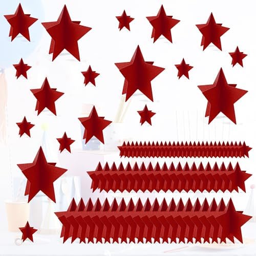 70 Pcs Red Star Centerpieces for Movie Night Party Decorations 3D 2025 Graduation Table Decor 3 Sizes 8" 5" 3" Red Carpet Film Show Theme Birthday Party Back to School Table Decor by MISAKTEAM