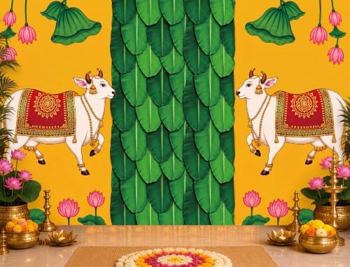 Gilprop Indian Peacock Backdrop for Pooja Decoration, 10 x 8 ft, Pichwai by Gilprop