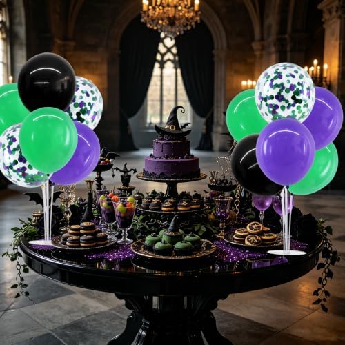TONIFUL 4 Black Purple Green Balloon Stand Balloon Centerpieces for Table - Image 6