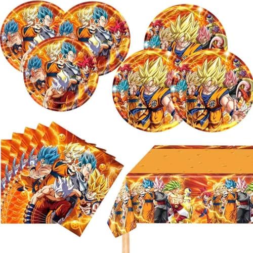 41PCS Dragl Party Tableware, 20 Plates and 20 Napkins and Tablecloth 71'' x 42'' Drl Birthday Party Decor Supplies - Image 3