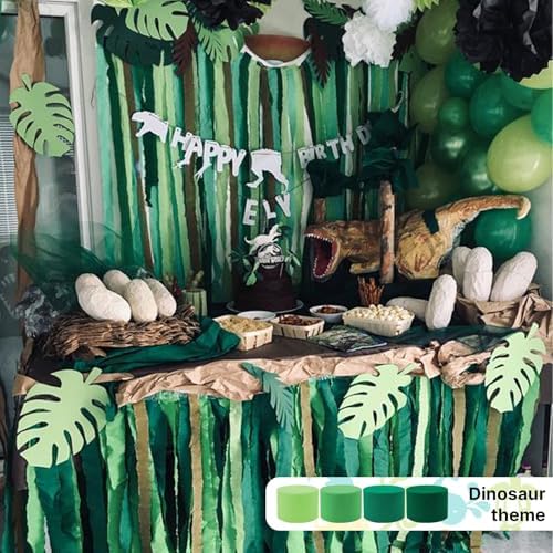PartyWoo Dark Green Crepe Paper 4pcs 328 FT Forest Emerald Green Streamers - Image 2