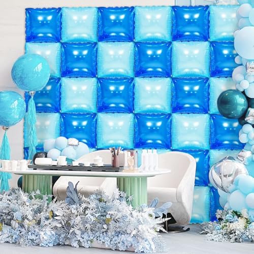 36 Pcs Navy Blue Double Sided Square Foil Balloon Wall Backdrop Metallic Winter Wonderland Balloons Backdrop Tunnel Arch Kit Mylar Square Balloons for Winter Birthday Party Decorations - Image 2