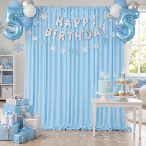 Baby Blue/Light Blue Backdrop Curtains 20ftx10ft Polyester Photo Drapes - Image 6
