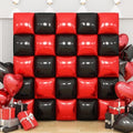 Black Red Square Foil Balloon Wall,25Pcs Double Sided Foil Balloons by Adorely