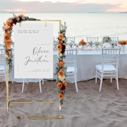 KIBAGA Elegant Wedding Welcome Sign Stand - Sturdy Brass Metal Easel Holder - Image 6
