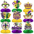 Mardi Gras Party Decorations,9 Pcs Mardi Gras Honeycomb Table Decor,Double Side Mask Crown Table Centerpieces for Carnival Holiday Masquerade New Orleans Party Supplies Decorations by Unknown