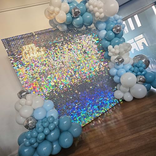 Silver Iridescent Shimmer Wall Backdrop, 36pcs Sequin Panels - Image 5