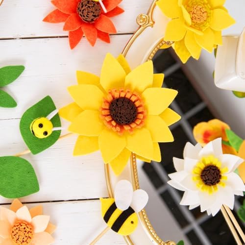 11 PCS Sunflower Party Decorations, Wooden Base, Felt Flower Centerpieces - Image 7
