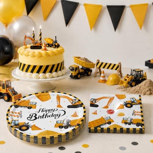 40 Pcs Construction Plates and Napkins Set, Large 9 Inch Party Plates - Image 4