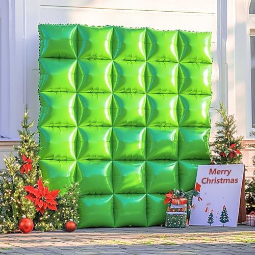 NISOCY 25PCS Metallic Neon Light Green Square Foil Balloons Wall Backdrop - Image 5