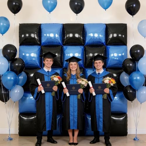 Black Blue Square Foil Balloon Wall,25Pcs Double Sided Foil Balloons - Image 3