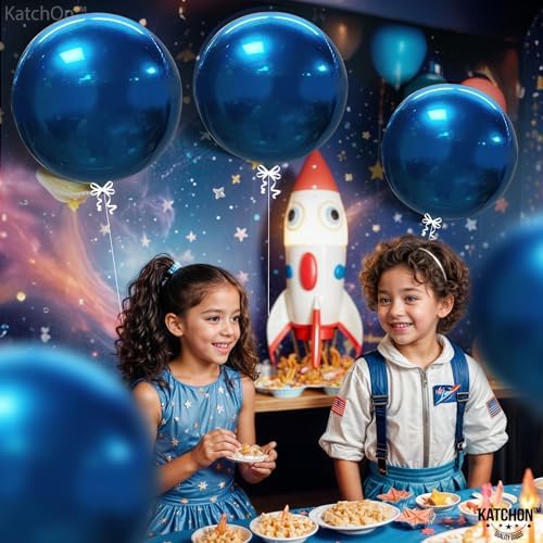 KatchOn Metallic Blue Balloons - Big 22 Inch, Pack of 6, Space Decorations - Image 5
