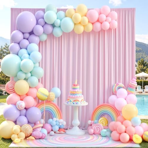 40ftx10ft Wrinkle Free Light Pink Backdrop Curtains for Parties, Silky Polyester Photo Backdrop Drapes 8 Panels 5x10ft Back Drop Cloth for Wedding Birthday Baby Shower Photography Background - Image 3