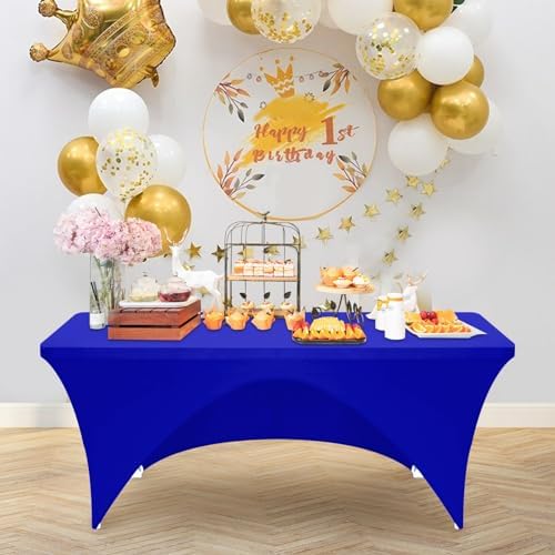 Eurmax USA 2-Pack Spandex Table Cover 6 ft. Fitted 30+ Colors Polyester Tablecloth Stretch Spandex Table Cover-Table Toppers,6 FT Table Cover Open Back (Royal Blue) - Image 7