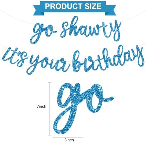 BEISHIDA Sky Blue Pre-Strung Go Shawty It's Your Birthday Banner Decor - Image 2
