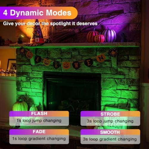 URTOM 6W RGBW Up Lights Indoor Halloween LED Floor Spotlight with Remote - Image 3