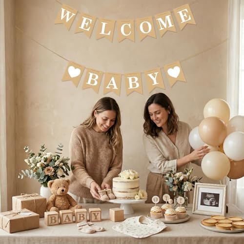 Welcome Baby Banner – Rustic Baby Shower Decorations, Gender Neutral Baby Shower Decor, Pre-Strung Shower Sign, Baby Boy Banner for Party Wall Backdrop - Image 4