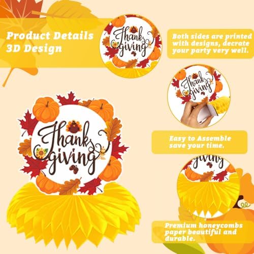 DARUNAXY Orange Happy Thanksgiving Party Decorations Set(20PC) - Image 3