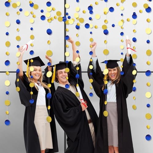 Outus 10 Pieces Blue,Gold Round Dots Garland Party Hanging Decor - Image 4