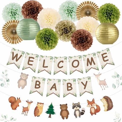 Kriyokiaa Woodland Baby Shower Decorations, 15 Pcs Party Set by Kriyokiaa