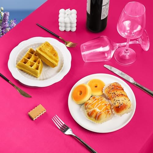 TURSTIN 1 Pack Hot Pink Satin Tablecloth 102 x 58 Inch Overlay Table Cover - Image 5