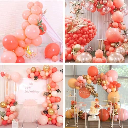 PartyWoo Coral Balloons 140pcs Pink Light Red Coral Color Different Sizes - Image 5