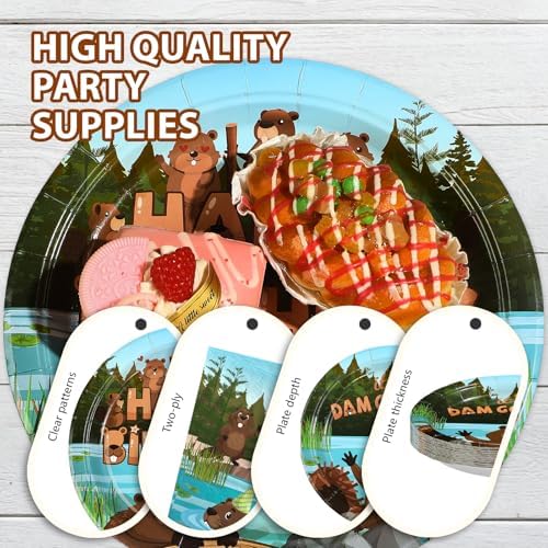 96Pcs Beaver Birthday Party Decorations Serves 24 - Image 6