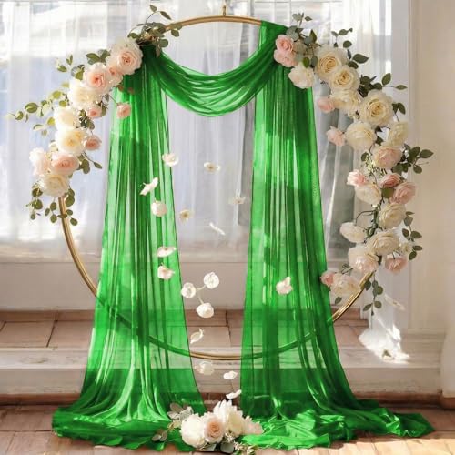 Pack of 2 Wedding Arch Drape Panel Fabric 30" x 50ft - Green - Image 6