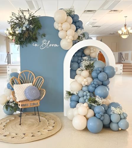 Dusty Blue Sand White Balloons, 50 Pcs 12 Inches Dusty Haze Light Blue White Sand Latex Balloon for Birthday Baby Show Bridal Party Decorations - Image 5