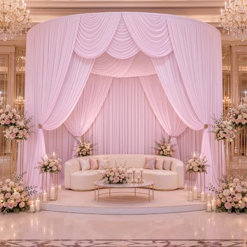 30ftx10ft Wrinkle Free Light Pink Backdrop Curtains for Parties, Silky Polyester Photo Backdrop Drapes 6 Panels 5x10ft Back Drop Cloth for Wedding Birthday Baby Shower Photography Background - Image 7
