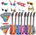 Large Rock Star Funny Sunglasses Set, Rock and Roll Party Funny Music Sunglasses, Inflatable Guitar Microphone for 70s, 80s, 90s, Music Party, Photo Booth Props for Carnival Rock and Roll Parties by WarmingEveryPartyMoment