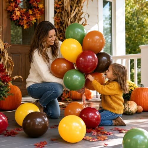 Fall Balloons, Burnt Orange Terracotta Mustard Yellow Burgundy Sage Green Coffee Brown Autumn Fall Color Balloon for Thanksgiving Harvest Safari Baby Shower Woodland Dinosaur Birthday Party Decoration - Image 5