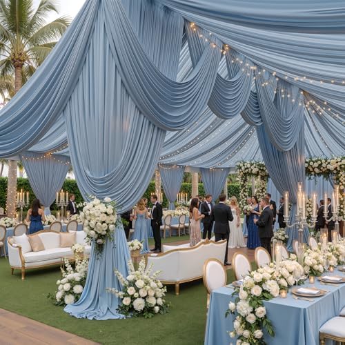 50ftx40ft Dusty Blue Ceiling Curtain for Wedding Parties - Image 4
