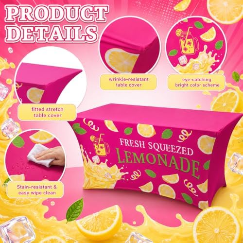 Frienda 2 Pcs Lemonade Stand Supplies 6ft Lemonade Stand Stretch Tablecloth - Image 5