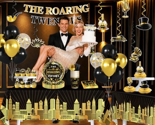 Roaring 20s Party Decorations Tableware Set Serves 25 Guests - Image 3