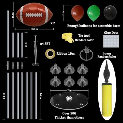 Football Party Decorations,4 Set Green Brown Black Balloon Stand - Image 3