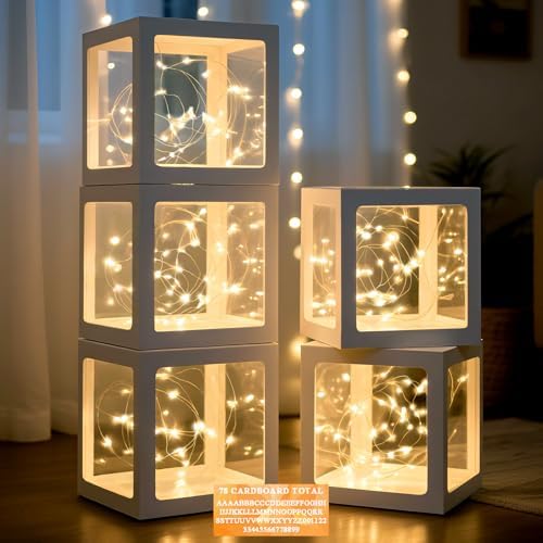 Ledido Transparent Balloon Boxes with 78 Letters Numbers Fairy Lights 5PCS by Ledido