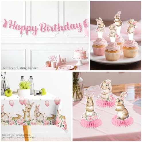 Xynic 205pcs Bunny Birthday Decorations Complete Tableware Set, 25 Guests - Image 6