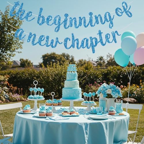 BEISHIDA Sky Blue Pre-Strung Glitter The Beginning of A New Chapter Banner - Image 4