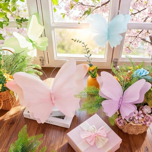 SUNBEAUTY Butterfly Party Decorations, 3D Butterflies, Water Proof Wedding Decor, Hanging Butterflies for Baby Shower Birthday Decor Party Girls, Women, PET Plastic Butterfly for Wall Decor, Set of 4 - Image 3
