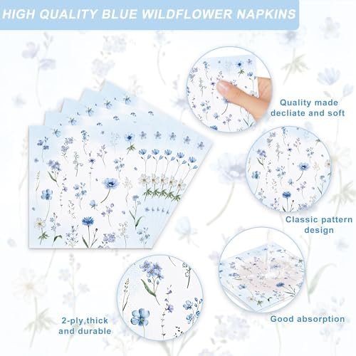 120PCS Boy Baby Shower Party Supplies Baby in Bloom Party Decorations Spring Wild Flower Pregnancy Announcement Tableware Set Dessert Plates Napkins Cups Set for 20 Guests - Image 3