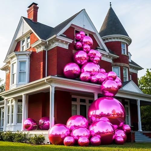 50 Inch Metallic Hot Pink Round Foil Balloons 3pcs Large Balloons - Image 6