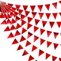 Red Party Decorations Triangle Pennant Banner Flag Dark Red Metallic Fabric Bunting Garland for Graduation Wedding Bridal Shower Birthday Anniversary Holiday Valentines Retirement Party Supplies by pinkblume