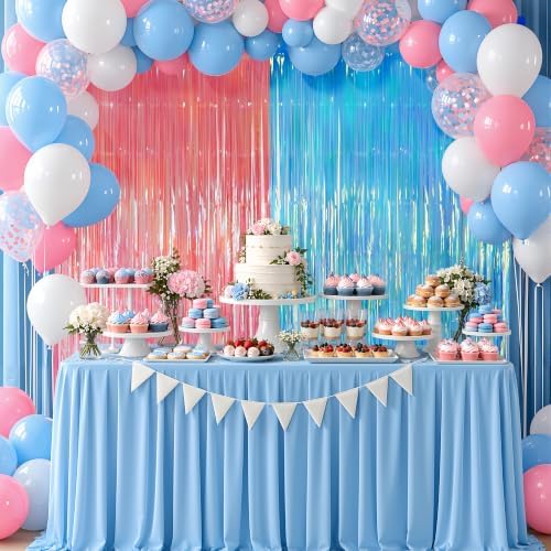 2 Pack Pink & Blue Party Decorations, 3.3 x 8.2 ft Fringe Backdrop - Image 5