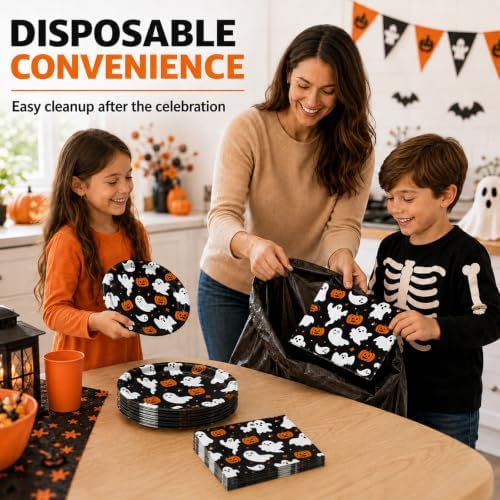50PCS Halloween Paper Plates and Napkins, 7'' Dessert Plates Party Supplies - Image 6