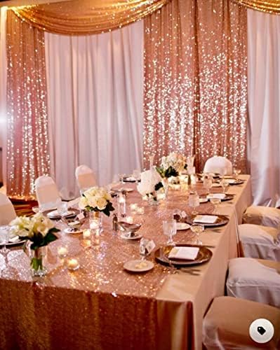 Poise3EHome Rose Gold Sequin Backdrop Curtains,4 Panels 2FTx8FT Glitter Background for Party Birthday Party Baby Shower Wedding Christmas Thanksgiving Halloween Holiday Festival Decor - Image 2